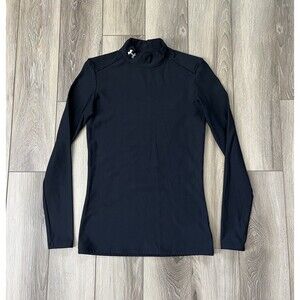 Under Armour Black Compression Athletic Long Sleeve Mock Neck Tee Womens Sz S